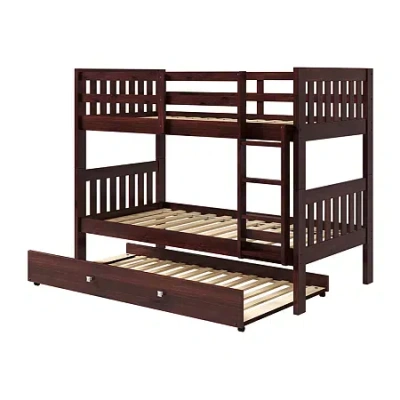 Asstd National Brand Austin Mission Twin Over Twin Bunk Bed With Twin Trundle In Brown