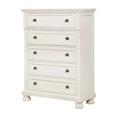 Asstd National Brand Avalon Furniture Wright 5 Drawer Chest In Oyster White