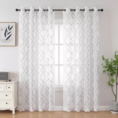 Asstd National Brand Avondale Grommet Top Sheer Single Curtain Panel In Brown