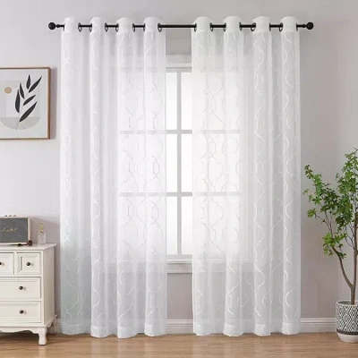 Asstd National Brand Avondale Grommet Top Sheer Single Curtain Panel In White