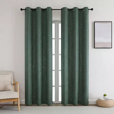 Asstd National Brand Bard Grommet Top Blackout Set Of 2 Curtain Panel In Green