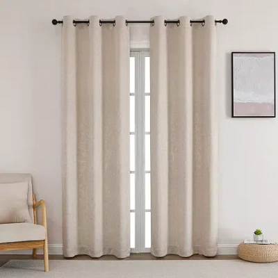 Asstd National Brand Bard Grommet Top Blackout Set Of 2 Curtain Panel In Sand