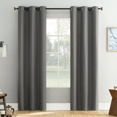 Asstd National Brand Bayline Grommet Top Blackout Set Of 2 Curtain Panel In Gray