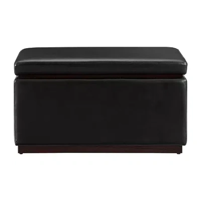 Asstd National Brand Berlinda Faux Leather Rectangular Storage Ottoman In Black