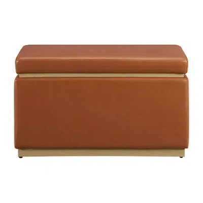 Asstd National Brand Berlinda Faux Leather Rectangular Storage Ottoman In Brown