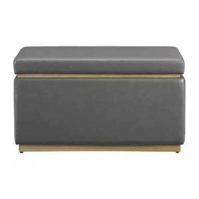 Asstd National Brand Berlinda Faux Leather Rectangular Storage Ottoman In Gray