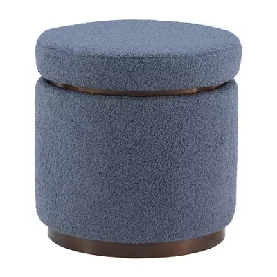 Asstd National Brand Berlinda Sherpa Round Storage Ottoman In Blue