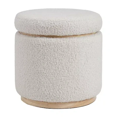Asstd National Brand Berlinda Sherpa Round Storage Ottoman In Brown