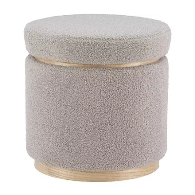 Asstd National Brand Berlinda Sherpa Round Storage Ottoman In Gray
