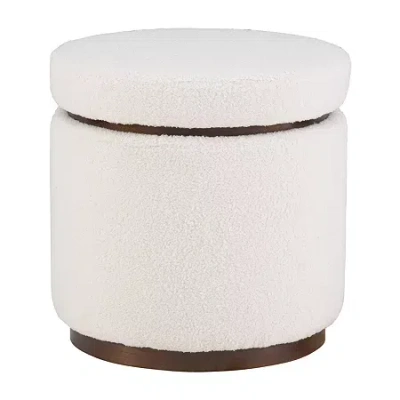 Asstd National Brand Berlinda Sherpa Round Storage Ottoman In White