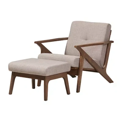 Asstd National Brand Bianca Living Room Collection Tufted Chair & Ottoman Set In Gray