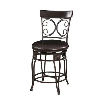 Asstd National Brand Big And Tall Back To Back Scroll Bar Stool In Brown