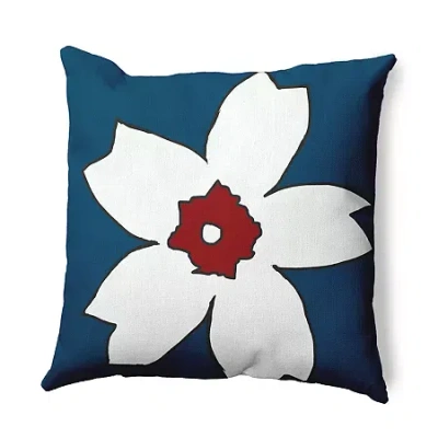 Asstd National Brand Big Flower Square Throw Pillow In Blue