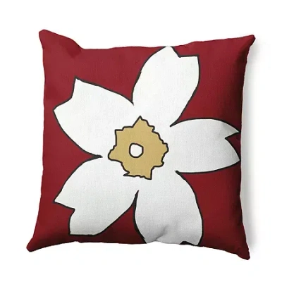 Asstd National Brand Big Flower Square Throw Pillow In Red