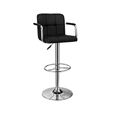Asstd National Brand Black And Chrome Upholstered Bar Stool