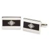 Asstd National Brand Black Enamel And Diamond Cuff Links In White