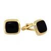 Asstd National Brand Black Enamel Cufflinks In Yellow