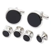 Asstd National Brand Black Onyx Cufflink Set In Black