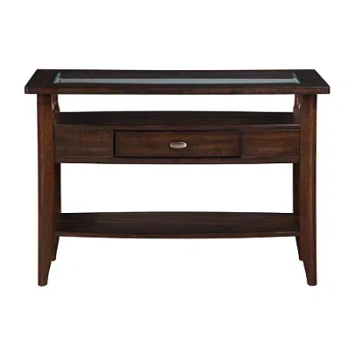 Asstd National Brand Blaire Glass Top Storage 1-drawer Console Table In Brown