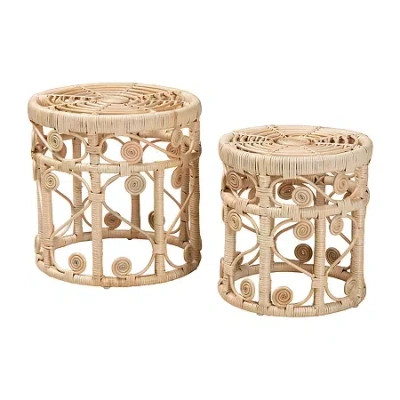 Asstd National Brand Bowie Rattan Nesting Tables In White