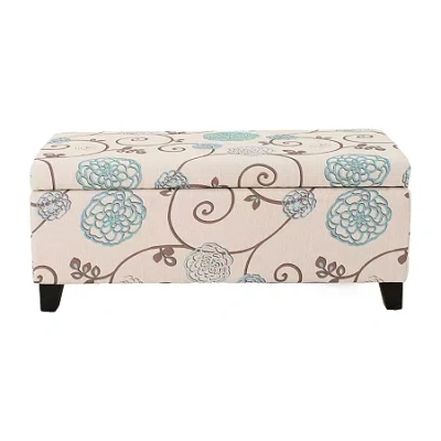Asstd National Brand Breanna Tufted Upholstered Floral Ottoman In Sand