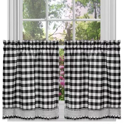 Asstd National Brand Buffalo Check 2-pc. Rod Pocket Window Tier In Black