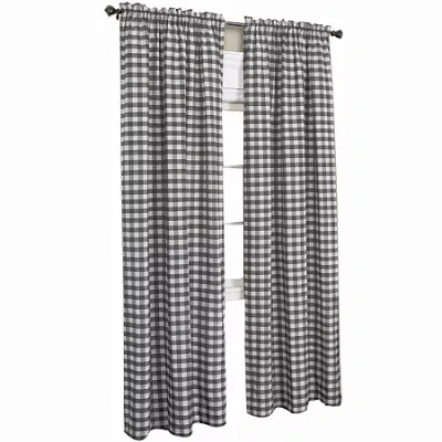 Asstd National Brand Buffalo Check Rod Pocket Light-filtering Single Curtain Panel In Black