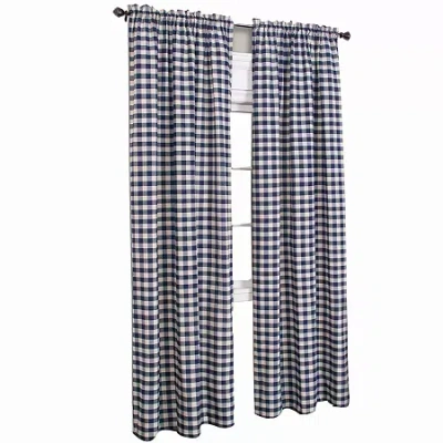 Asstd National Brand Buffalo Check Rod Pocket Light-filtering Single Curtain Panel In Blue