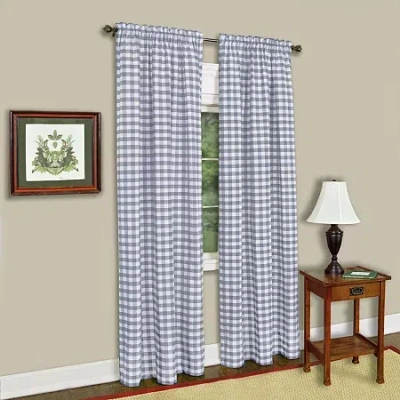 Asstd National Brand Buffalo Check Rod Pocket Light-filtering Single Curtain Panel In Gray