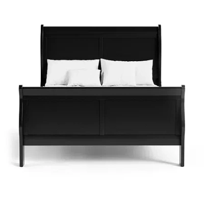 Asstd National Brand Burkhart Wood Sleigh Bed In Black