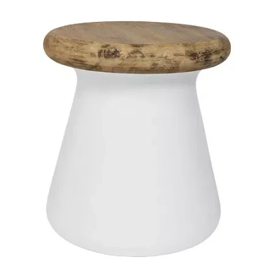 Asstd National Brand Button Patio Collection Side Table In White