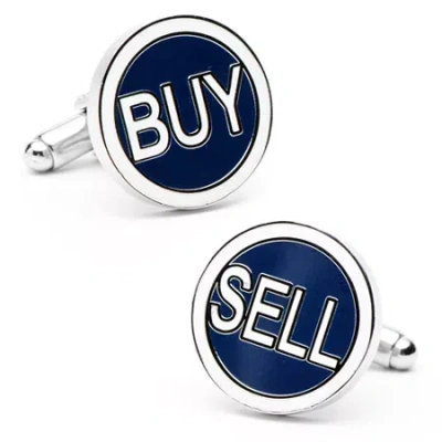 Asstd National Brand Buy Sell Stock Trader Cufflinks In Blue