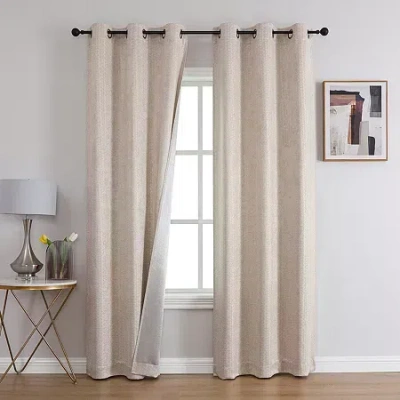 Asstd National Brand Callisto Grommet Top Blackout Set Of 2 Curtain Panel In Sand