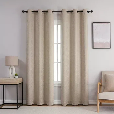 Asstd National Brand Cambrie Grommet Top Blackout Set Of 2 Curtain Panel In Sand