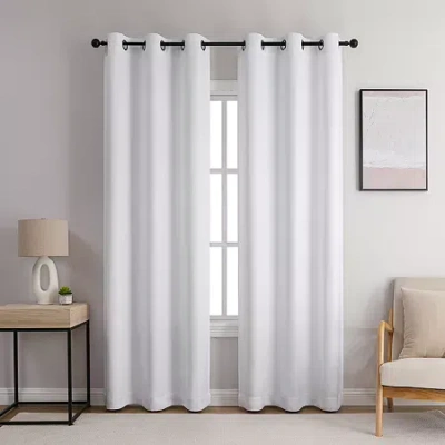 Asstd National Brand Cambrie Grommet Top Blackout Set Of 2 Curtain Panel In White