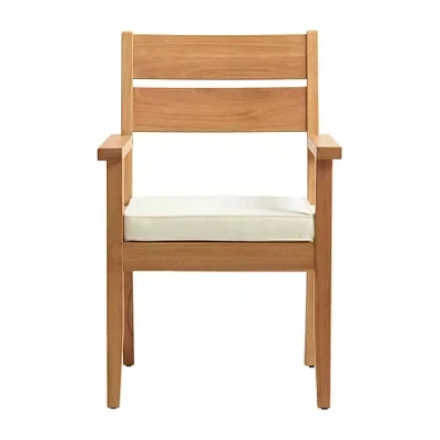 Asstd National Brand Carlbach Outdoor Teak Dining Armchair With Cushion In Brown