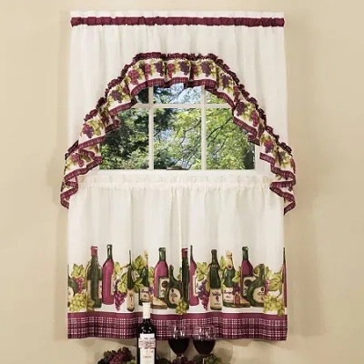 Asstd National Brand Chardonnay Printed 3-pc. Rod Pocket Kitchen Curtains & Drapes Window Set In Multi