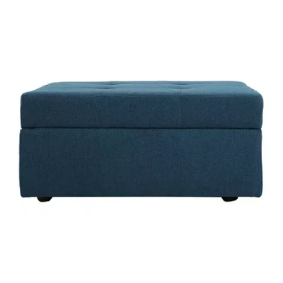 Asstd National Brand Chatsworth Tufted Upholstered Ottoman In Blue