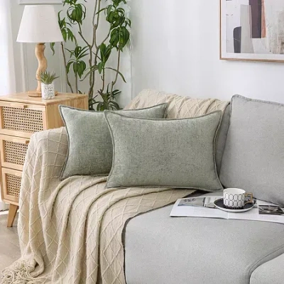 Asstd National Brand Chenille 14x20 Lumbar Pillow In Green