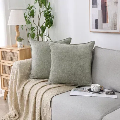 Asstd National Brand Chenille 20x20 Square Throw Pillow In Green