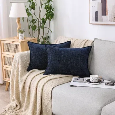 Asstd National Brand Chenille Lumbar Pillow In Blue