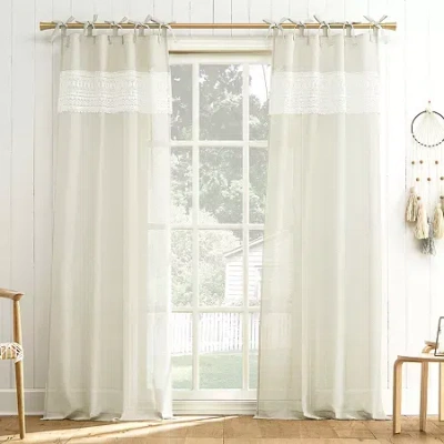 Asstd National Brand Cherine Tab Top Sheer Set Of 2 Curtain Panel In Sand