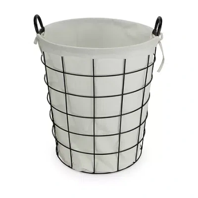Asstd National Brand Cheungs Lined Metal Wire Laundry Basket In White