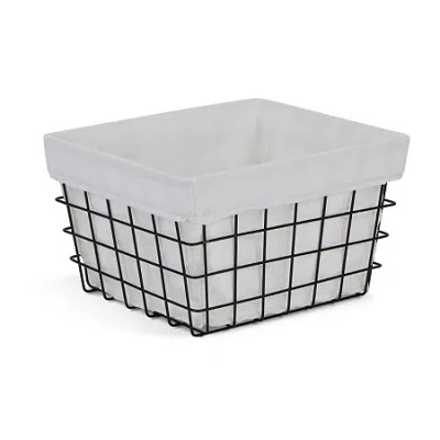 Asstd National Brand Cheungs Lined Rectangular Metal Basket In White