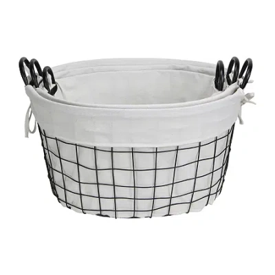 Asstd National Brand Cheungs Set Of 3 Lined Oval Wire Baskets In White
