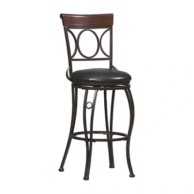Asstd National Brand Circles-back Swivel Barstool In Black