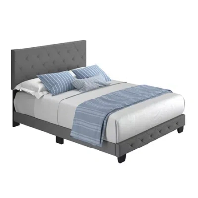 Asstd National Brand Claire Upholstered Tufted Platform Bed In Gray