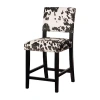 Asstd National Brand Clayton Cow Print Upholstered Nailhead Trim Counter Stool In Black