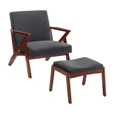 Asstd National Brand Cliff Chair & Ottoman Set In Gray