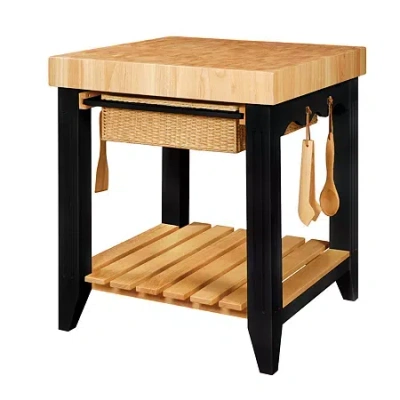 Asstd National Brand Color Story Wood-top Kitchen Island In Black